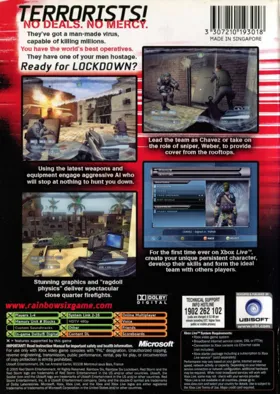 Tom Clancys Rainbow Six Lockdown (USA) box cover back